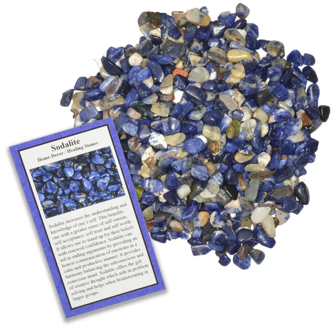 Tumbled Sodalite Chip Stones with ID Card - Natural Earth Mined Brazilian (Not China) Polished Rocks.

