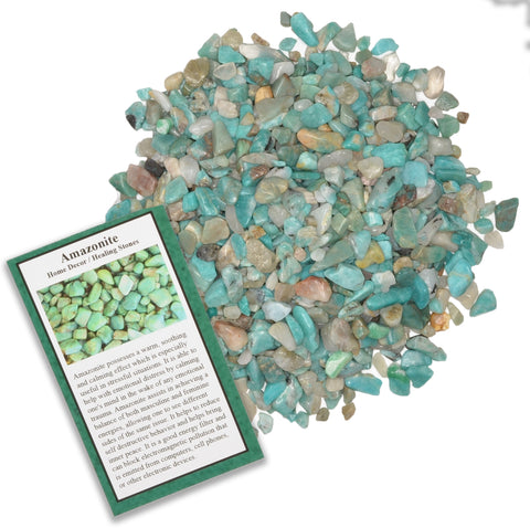 Tumbled Amazonite Chip Stones with ID Card - Natural Earth Mined Brazilian (Not China) Polished Rocks.
