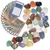 3 lbs Large Tumbled Polished Natural Gem Stones with Educational Rock Information Cards